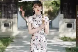 穿旗袍的美女：锦袍素雅身段娇，春风拂柳展妖娆图片