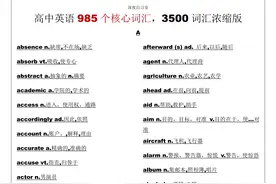 班主任：从高中英语3500个单词，提炼出985个核心词汇，建议收藏图片