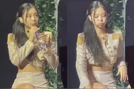 BLACKPINK巡演彩蛋！Jennie嘟嘟嘴喝水反差萌太大，包子脸太犯规图片