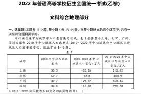 2022年高考（全国乙卷）文综地理、历史试卷及参考答案图片