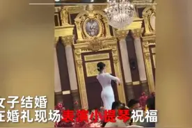 湖北女子婚礼高颜值闺蜜奏小提琴祝福，一袭修身礼服惊艳众人图片