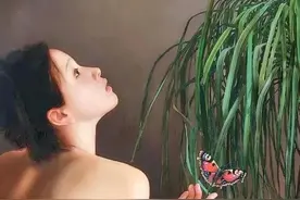 当代写实派油画家李贵君笔下的清纯少女—如山泉水一般甘美清甜图片