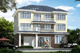 农村带车库商住两用的三层楼房设计图，一层商铺，二三层自住图片