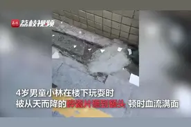 危险！熊孩子楼顶扔瓷砖砸中4岁男童图片