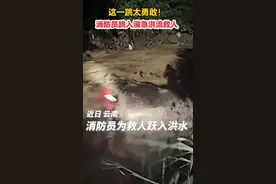 这一跳太勇敢！消防员跳入湍急洪流救人@人民日报# 勇敢 # 消防员 # 洪流 # 救人 # 南都视野图片
