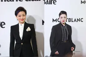 杨澜和周涛同穿黑西装差距大！一个霸气似总裁，一个小气像秘书图片