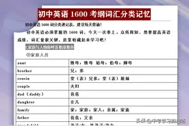 初中英语考纲1600个词汇分类速记，早点掌握，考试才能少丢分图片