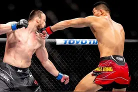 UFC格斗之夜：李景亮第二回合TKO击败“散打沙皇”穆斯里穆图片
