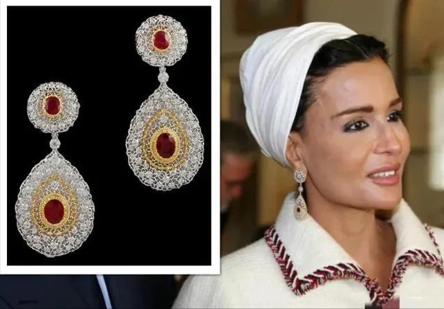 卡塔尔莫扎太后的珠宝:6千万的戒指,5千万的手镯,到底长什么样