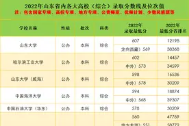 2022年山东各大高校（综合）省内录取最低分及最低分省排名图片
