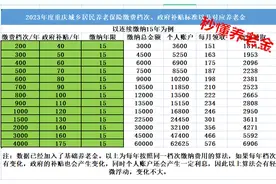 2023年重庆城乡居民养老保险缴费档次，补贴标准，待遇领取标准图片