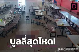 鲜血脑浆满地！泰国初中生持斧头在食堂将学弟活活砍死......图片