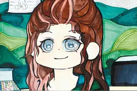 中学生用创意致敬经典 教师版《蒙娜丽莎》 表达对老师的感谢图片