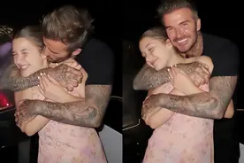 贝克汉姆太宠女儿了！12岁仍抱在怀里亲吻耳朵，小七越长越漂亮了图片