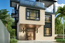 8×8米二层半别墅，现代门厅不设罗马柱，高颜值小楼，房美价廉图片