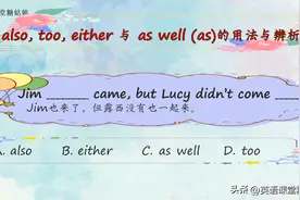 英语语法，also, too与 either,as well 的用法与辨析图片