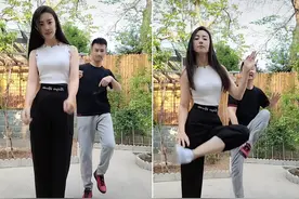 刘和刚与娇妻同跳操！动作不协调被说像父女，老婆穿紧身裤炫细腰图片