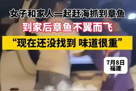 笑岔气了! 女子赶海抓到章鱼星人到家神秘消失，我却笑死在评论区图片