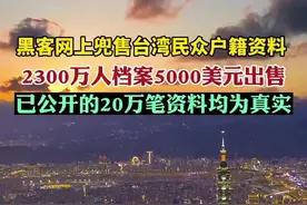 黑客网上兜售台湾民众户籍资料，2300万人档案5000美元出售图片