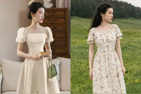 聪明女人很少选半身裙，今年流行这几条“收腰连衣裙”，优雅显瘦图片