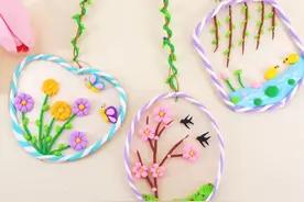 让娃爱上春天的手工挂饰，挂起来太美了！图片
