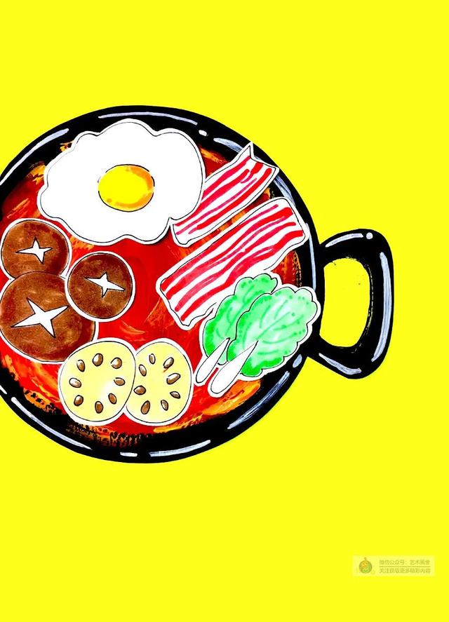 儿童画教程 | 创意剪贴画冬天的第一顿火锅