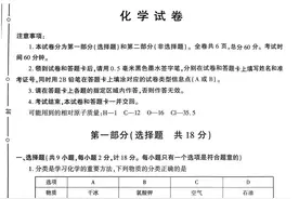 2023年 中考化学模拟试卷及参考答案图片