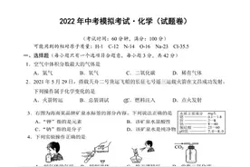 2022中考化学模拟试卷及答案图片
