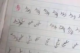 小学生的离谱笔迹，把“爸”逐步还原，网友：飞，飞起来的蝌蚪？图片