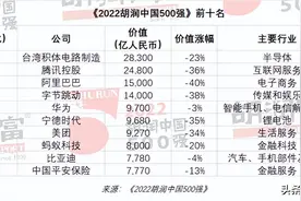 2022胡润中国500强发布：台积电取代腾讯第一 华为第五图片