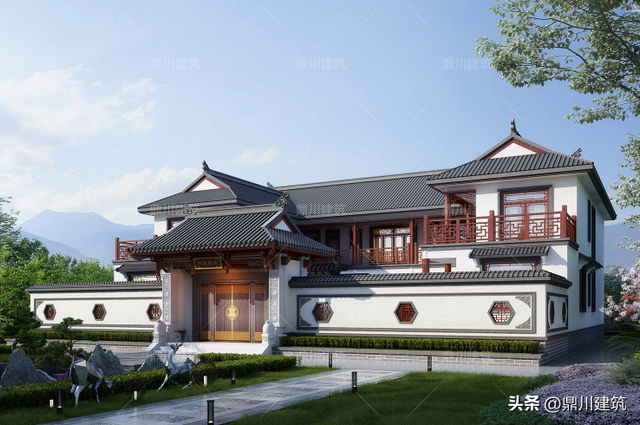 超美农村四合院，占地大带9个大套间，四代同堂大户人家就这么建