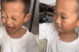 萌娃总偷吃白糖，妈妈使出一招偷梁换柱，萌娃被咸出“痛苦面具”图片