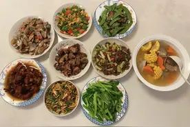 女生第一次见家长，男友父母做了9个菜，大家看看怎么样？图片