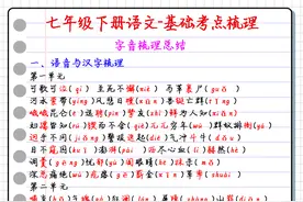 家长请保存：七年级(下册)语文基础知识点梳理，期末复习必备！图片