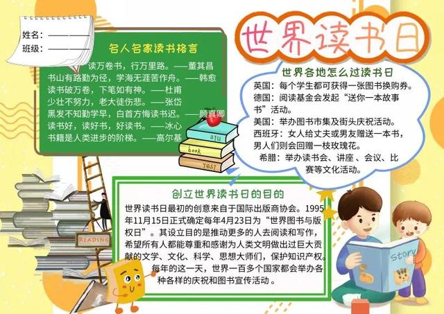 手抄报（读书类文字版）
