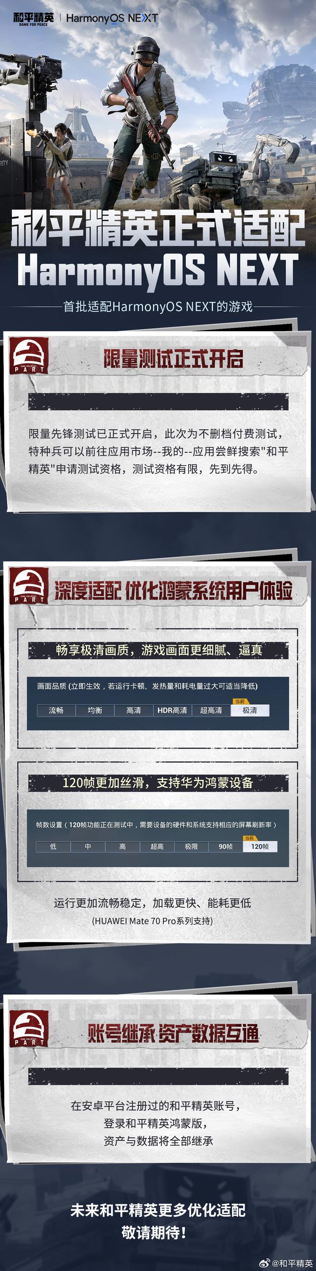 腾讯《和平精英》手游正式适配华为鸿蒙HarmonyOS NEXT系统