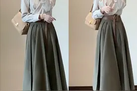 早秋的“半裙”示范：鱼尾裙、直筒裙、百褶裙、针织裙，好美图片