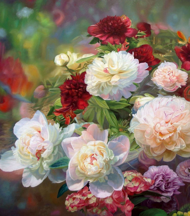 油画 | 色彩饱和度极好的花卉,美得不要不要