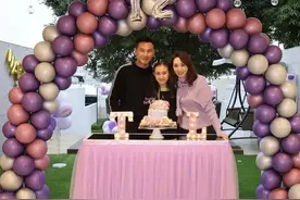 郭可盈林文龙为12岁女儿庆生，豪办户外派对，母女花式比心似姐妹图片