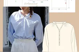分享抽褶领衬衫裁剪图！图片