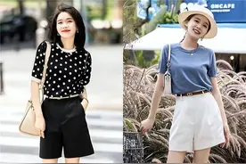 被杭州街拍惊艳了！满大街都在穿“T恤+短裤”，却个个洋气又好看图片