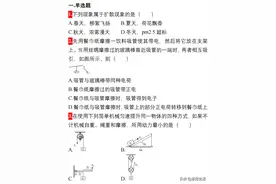 初中物理73道经典选择题（附答案）图片