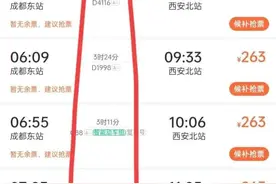 中国式浪漫，成都东到西安北车票263元。图片