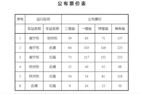 重磅！南宁至北海的邕北高铁将执行浮动票价，二等座最高73元图片