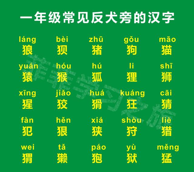 苗加偏旁组成新字（一年级偏旁部首反犬旁）