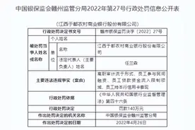 因员工参与民间融资等 江西于都农商行被罚款140万元图片