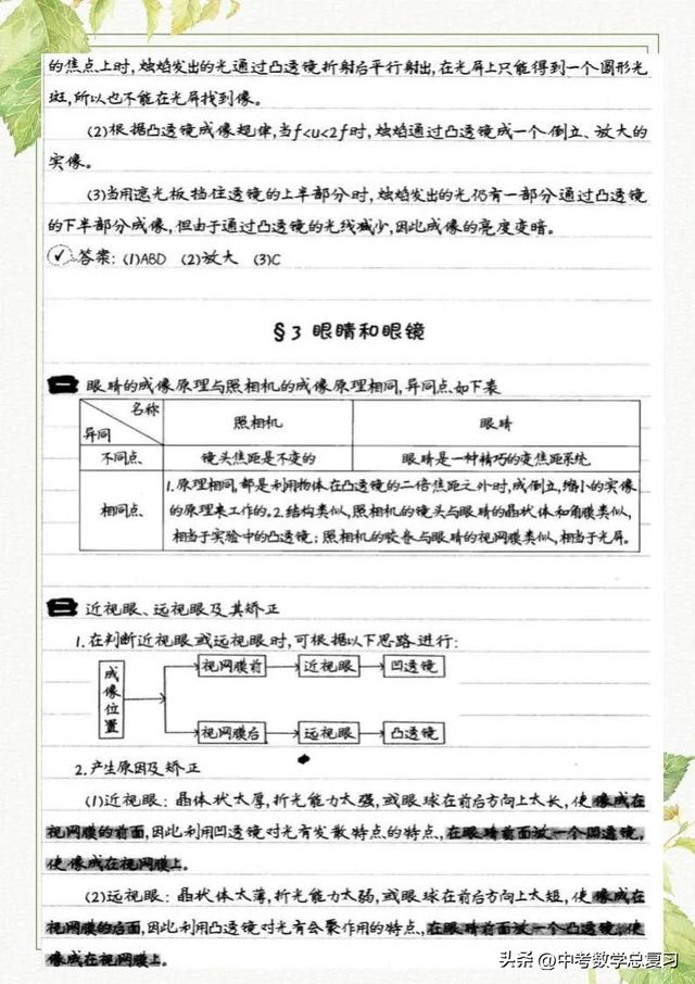 八年级物理：上册知识点总结笔记（直接打印）请收藏