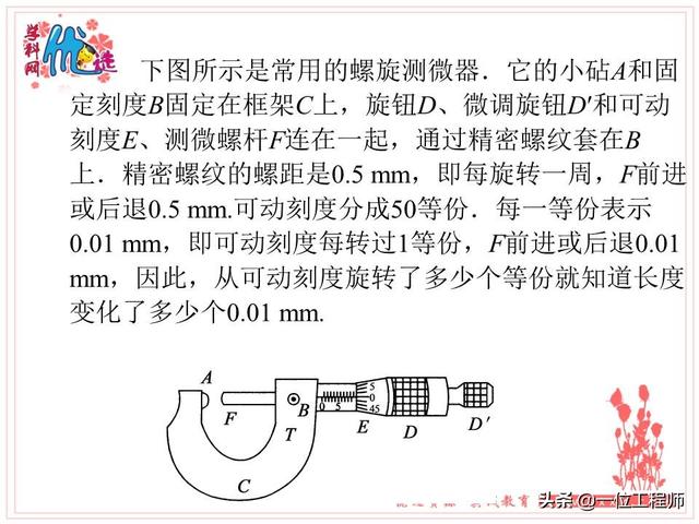 螺旋测微器精确到0.01mm，为什么叫千分尺？28页内容图解正确读数