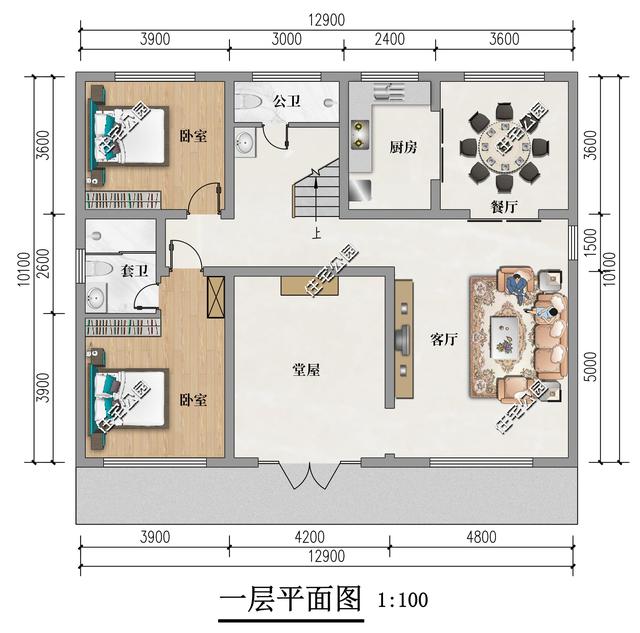 湖南刘先生定制设计12×10米二层现代别墅，全景落地窗美观又大气