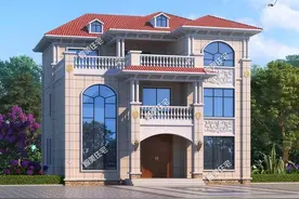 二层半带堂屋设计，简欧风格，这栋别墅很方正，大窗采光好图片